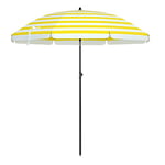 SONGMICS Parasol de Plage 1.6 m, Ombrelle de Jardin, Protection UPF 50plus, inclinable, Portable, résistant au Vent, Baleines en Fibre de Verre, avec Sac, Rayures Jaunes et Blanches GPU60YW