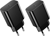 20w 2-Pack Usb C Adapter,Compatible Pour Iphone 15/15 Plus/15 Pro/15 Pro Max 14 13 12 Se,Airpods Ipad,Samsung Galaxy,Usbc Alimentation Connecteur Power Chargeur Prise Chargeur Rapide,Noir