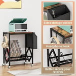 2-Tier Record Player Stand, Record Player Table Hold 80 Records with Storage UK