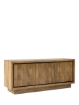 west elm Murray Carved Mango Wood Media Unit, Burnt Wax