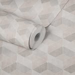 Livingwalls Papier peint design géométrique 3D beige crème 382021 - Pour chambre à coucher - 10,05 x 0,53 m - Fabriqué en Allemagne