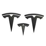 3x Matt Svart T-Logotyp Huv Bagageutrymme-Rattmärke för Tesla Model Y sjx