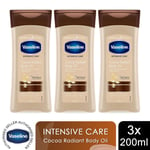 Vaseline Body Gel Oil Intensive Care Cocoa Radiant Pure Cocoa Butter 200ml, 3pk