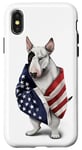 Coque pour iPhone X/XS Bull Terrier Dog Patriot Wrap dans le drapeau des États-Unis Amérique