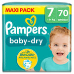 Pampers Baby-Dry blöjor, storlek 7, 15+ kg, Maxi Pack (1 x 70 blöjor)