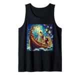 Christmas Voyage Jesus and Santa Illuminating the Night Tank Top