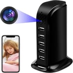 Caméra Espion WiFi,2.4/5G Mini Caméra Cachée WiFi,1080P HD Mini Caméra Espion 5 Ports Chargeur USB,avec Détection de Mouvement Enregistreur Caméra WiFi Intérieur(Q227)