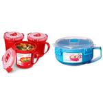 Sistema Microwave Soup Mugs | Microwave Food Containers with Steam Release Vents | 656 ml | BPA-Free & Microwave Breakfast Bowl | Round Microwave Container with Lid | 850 ml | BPA-Free