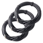 3x Cable XLR 3-Pin Mâle vers Jack 6.35mm (1/4) Stereo Audio Premium Chrome 10m