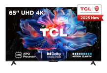 TCL 65V6C-UK 65" 4K Ultra HD, HDR TV, Smart TV Powered by Google TV (Dolby Audio, Voice Control, compatible with Google assistant, Chromecast built-in, 2025 New Model)