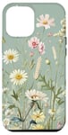 iPhone 14 Pro Max Sage Green Boho Botanical Wildflowers Plants Case