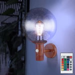 Lampe D'Extérieur Applique Murale RGB LED Détecteur Optique Bois Télécommande