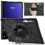 EIDERWOOD Samsung Galaxy Tab S10 Ultra X920 / S8 Ultra X900 X906 / Tab S9 Ultra X910 Støtsikkert deksel med Håndholder & Kickstand - Svart