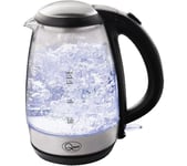 QUEST 36890 Fast Boil Glass Jug Kettle - Black & Silver, Black,Silver/Grey