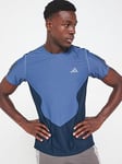 adidas Mens Own The Run Colourblock T-Shirt - Navy, Navy, Size M, Men