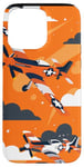 Coque pour iPhone 15 Pro Max Drapeau américain minimaliste orange tropical P-51 Mustang de la Seconde Guerre mondiale