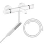 Pack mitigeur bain douche thermostatique HANSGROHE Ecostat Comfort + Flexible Designflex + Pommeau Pulsify E blanc mat