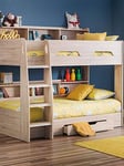 Julian Bowen Riley Bunk Bed With Spring Mattresses Option - Oak - Bed Frame With 2 Mattresses