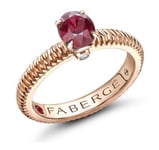 Faberge Colours of Love 18ct Rose Gold Ruby Diamond Fluted Ring - 52