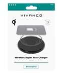 New - Vivanco Wireless Super Fast Qi iPhone Charger Wireless Pad 15W - Black