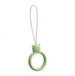 A silicone lanyard for a phone bear ring on a finger light green