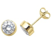 James Moore TH ES233S 9ct Yellow Gold Round Cz Stud Earrings Jewellery