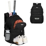 Goloni Sac à Dos de Tennis pour Femme avec 2 Raquettes et Pickleball avec Compartiment à Chaussures, Convient pour Le Squash, Le Softball, Le Badminton, Le Football, Le Basket-Ball et Le Football,