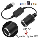 Adaptateur de convertisseur de briquet Laguna pour voiture,prise USB,mâle vers femelle,noir,5V,12V - Type 1PC