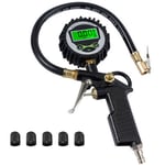 Manomètre numérique pour pneus 0-200 psi Gonfleur de pneu Accessoires pour compresseur d'air robuste avec écran lcd Raccord rapide pour tuyau en