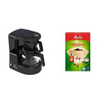 Melitta 6707286 Aroma Boy Filter Coffee Machine, 500 W, Black & 6658076 Pack Original Size 1x4, 80, Filter Coffee Makers, Brown, Paper