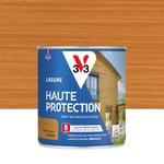 V33 Lasure Bois extérieur Chêne doré satin - Haute Protection 8 ans - Haute résistance hydrofuge et anti-UV - Résiste aux variations du bois - Ecolabel, résine d'origine végétale - 0,75L