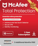 McAfee Total Protection 10-Device 2024 |15-Months | Antivirus, Secure VPN |Includes Security Software, Password Manager, Identity Monitoring | Digital download