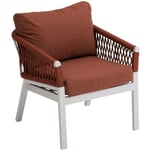 Fauteuil de salon de jardin Oriengo brique & blanc en aluminium traité époxy - Hespéride