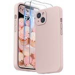 SURPHY Coque Compatible avec iPhone 14 Plus avec Verre Trempé, Silicone Liquide Protection Individuelle pour Chaque Objectif Épaissie Etui pour iPhone 14 Plus 6,7 Pouces, Rose