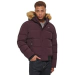 Tommy Hilfiger Men's Arctic Cloth Quilted Snorkel Bomber Jacket Parka, Burgundy, M