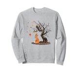 Fox And Owl On The Tree Animal Lover Autumn Leaves Sweatshirt