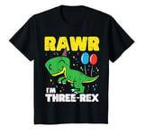 Youth Rawr Im Three Rex Cute Trex Dinosaur 3rd Birthday Party Boys T-Shirt