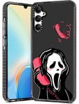 Qerrassa for Samsung Galaxy A34 5G Case Cute Cartoon A34 Case for Girly Teens Girls Women Phone Cover Fun Unique Kawaii Soft TPU Bumper Protective Case for Samsung A34 5G, Black Skull