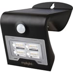 Mylight vegglampe med sensor & solcelle, 2W