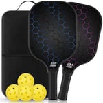 Pickleball Paddles Set of 2 Carbon Fiber USAPA Approved Pickle Ball Paddle Outdoor Indoor Rackets 4 Pickleballs Racquet Gifts Racket Equipment Accessories for Beginners Intermediate Pro Players