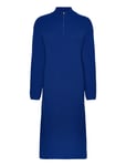 Selected Femme Slfkamma Half Zip Ls Knit Dress Camp Blå