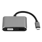 USB-C till HDMI VGA-adapter 2-i-1 Multifunktionell HD-videoutgång Typ C-hubb