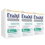 ETIAXIL - Déodorant Détranspirant - Traitement Transpiration Excessive - Aisselles - Peaux Sensibles - Roll-on - Efficacité 4 jours -15 ml - Lot de 3