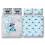 Character World Disney Official Disney Lilo and Stitch Double Duvet Cover Set, Garden Design | Reversible 2 Sided Bedding Cover Official Merchandise Including Matching Pillow Cases