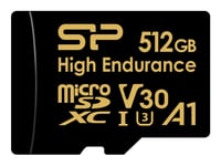 Silicon Power Golden Series - High Endurance Flash-Minneskort (Microsdxc Till Sd-Adapter Inkluderad) - 512 Gb - A1 / Video Class V30 / Uhs-I U3 / Class10 - Microsdxc Uhs-I U3