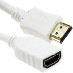 50cm 0.5m White HDMI  High Speed 3D TV Extension Lead Male Female Cable