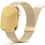 Yoohoo Adjustable Metal Strap Compatible with Apple Watch Straps 38mm 40mm 41mm 42mm(Series 10) Women Men,Upgraded Replacement Band for iWatch Series 10 9 8 7 6 5 4 3 2 1 SE Double Magnetic,Gold