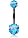 OUFER Body Piercing 10/12/14/16mm Titanium Belly Bars Internally Extra Long Navel Piercings Double Aqua CZ 1.6mm Belly Button Bars Navel Piercing Jewellery Navel Bars