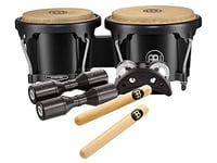 Meinl Percussion Bongos Percussion Set - comprend des Bongos, shakers, tambourin de pieds et 1 paire de claves - Noir, naturel (BPP-1)