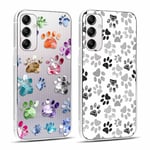 Yoedge 2 Pièces Coque pour Samsung Galaxy A14 5G 6,8", Ultra Souple Transparente Silicone TPU Étui avec Mignon Motif Griffe de Chien, Antichoc Anti-Rayures Protection Housse Case pour Samsung A14 5G